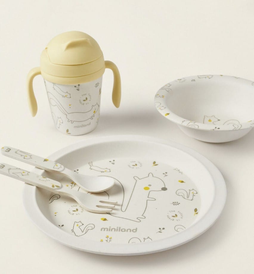 THERMOBABY - Coffret Repas Castor - Ensemble Repas pour Enfant avec Assiette, Gobelet et bol - Idéal à offrir - Pratique et Design - Passe au Micro-Ondes - Coffrets Repas Pour Enfant